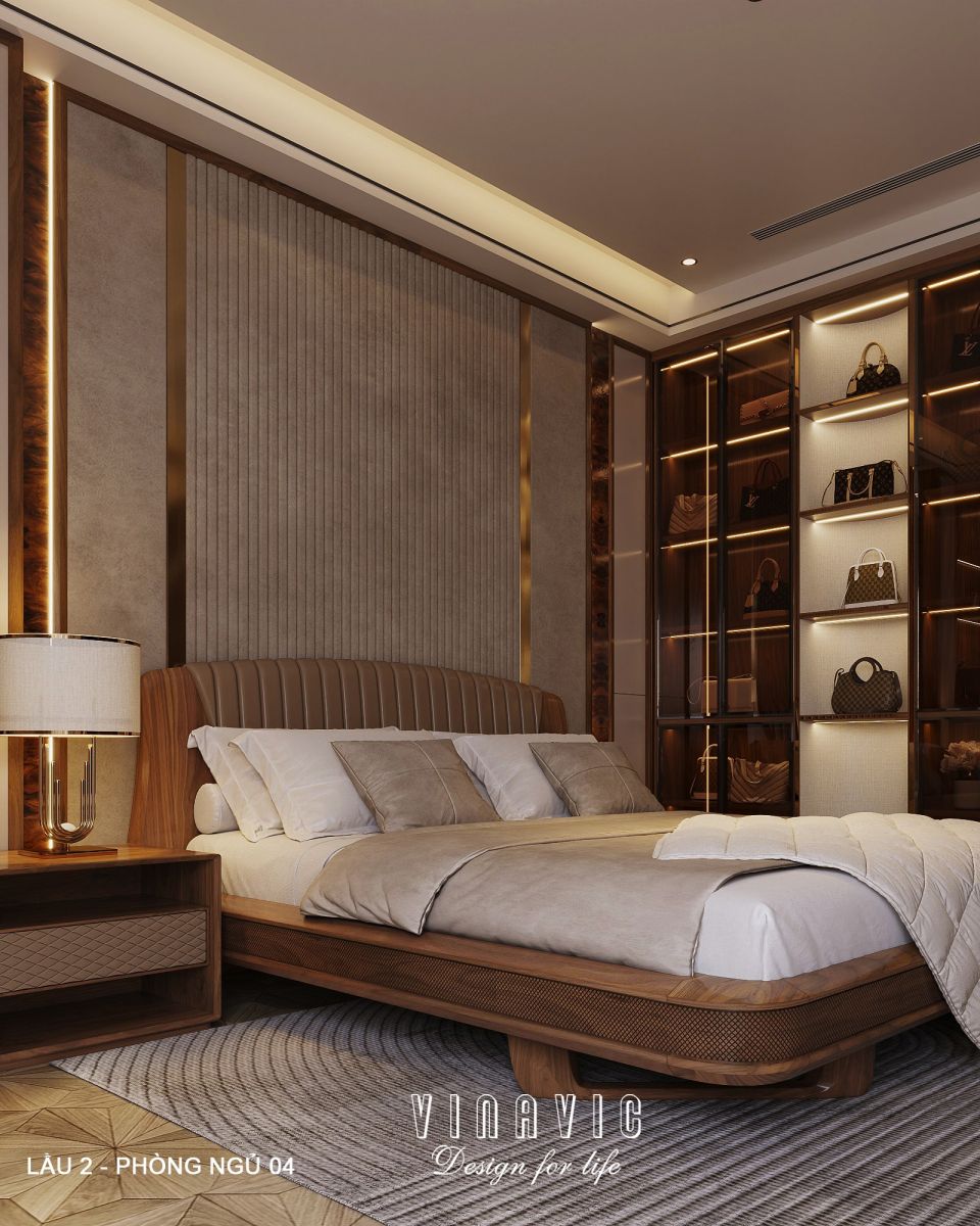 Nội thất phòng ngủ lầu 2 biệt thự hiện đại 1 trệt 3 lầu 7x17m (CĐT Mr Minh - HCM) NT2361