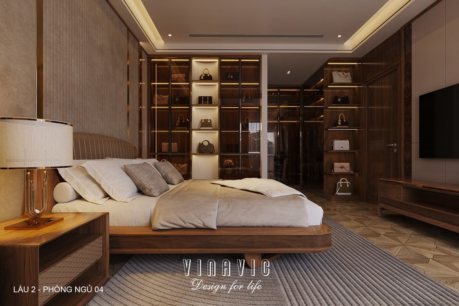 Nội thất phòng ngủ lầu 2 biệt thự hiện đại 1 trệt 3 lầu 7x17m (CĐT Mr Minh - HCM) NT2361