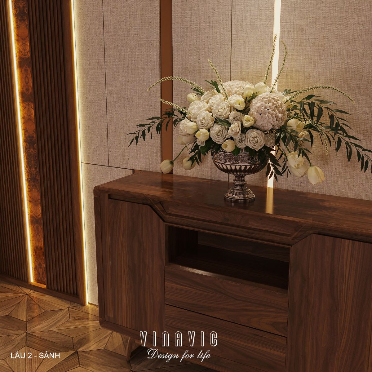 Nội thất sảnh lầu 2 biệt thự hiện đại 1 trệt 3 lầu 7x17m (CĐT Mr Minh - HCM) NT2361