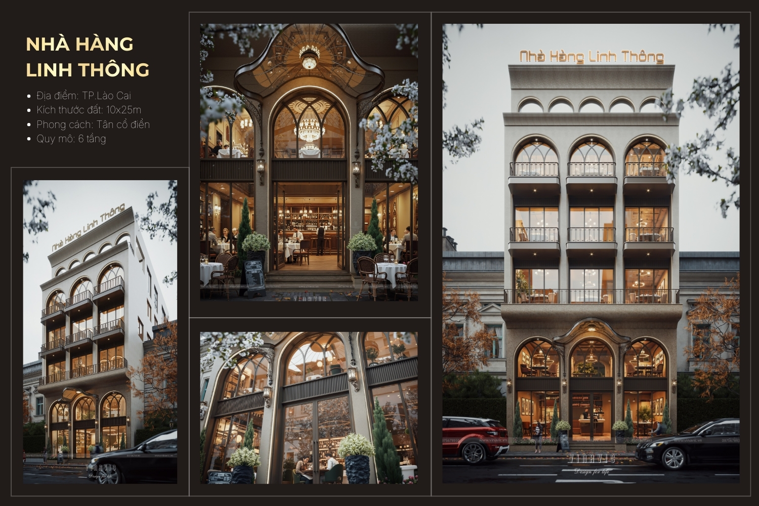 Thiết kế nhà hàng 6 tầng phong cách Neo-Classic sang trọng 10x25m BT2457