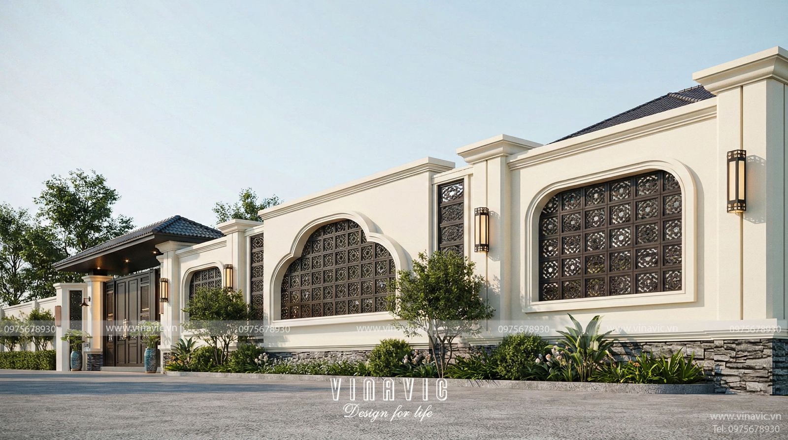 Mẫu thiết kế biệt thự 2 tầng Tân cổ điển Á Đông mái Nhật 16x13m BT2431