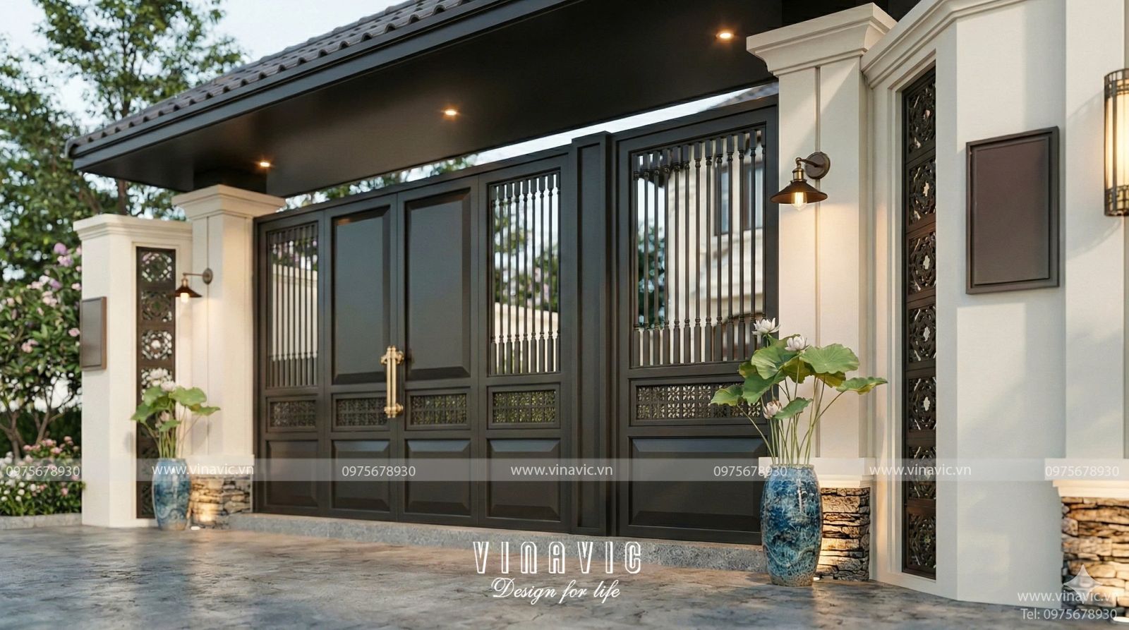 Mẫu thiết kế biệt thự 2 tầng Tân cổ điển Á Đông mái Nhật 16x13m BT2431