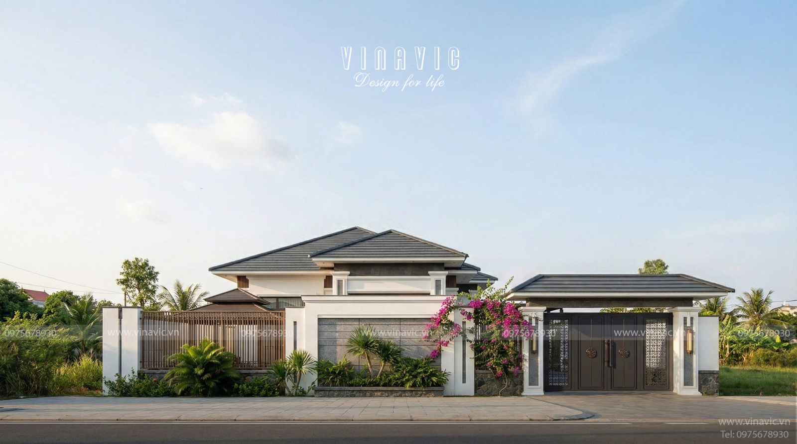 Thiết kế nhà mái nhật hiện đại 1 tầng 4 phòng ngủ 9x19m NP2364