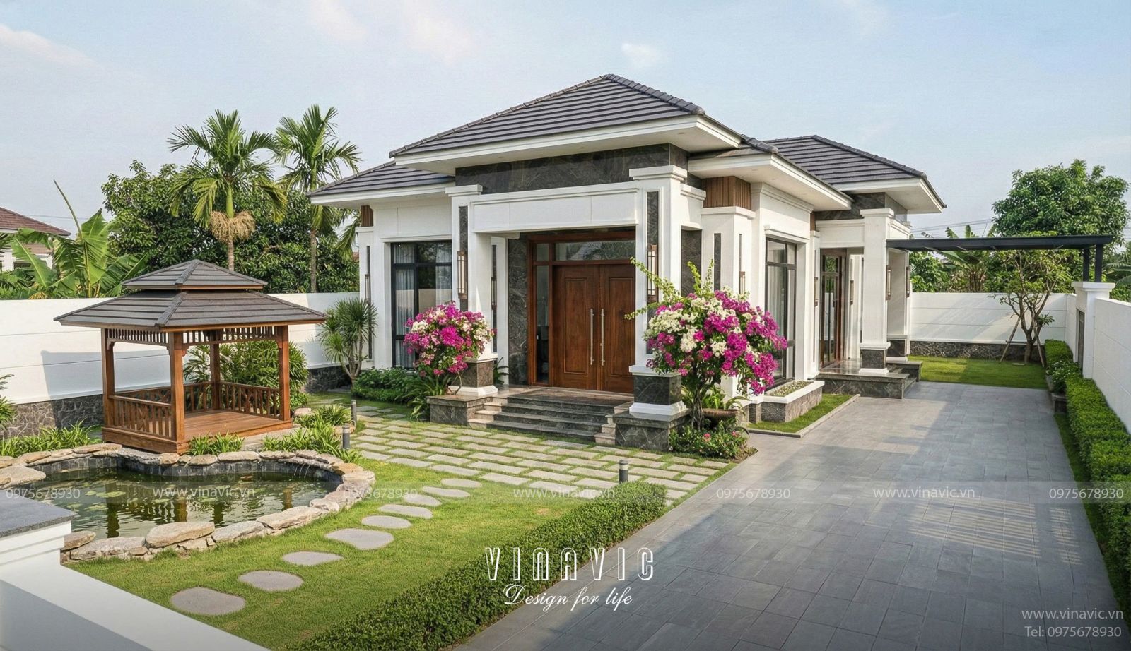 Yêu cầu và ý tưởng thiết kế nhà mái nhật hiện đại 1 tầng 4 phòng ngủ