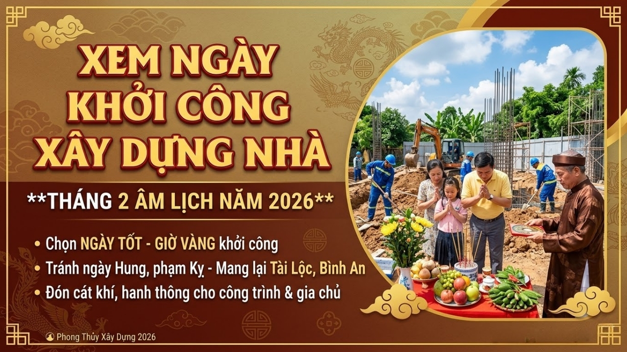Bảng xem ngày khởi công xây dựng nhà tốt nhất Tháng 2 Âm 2026