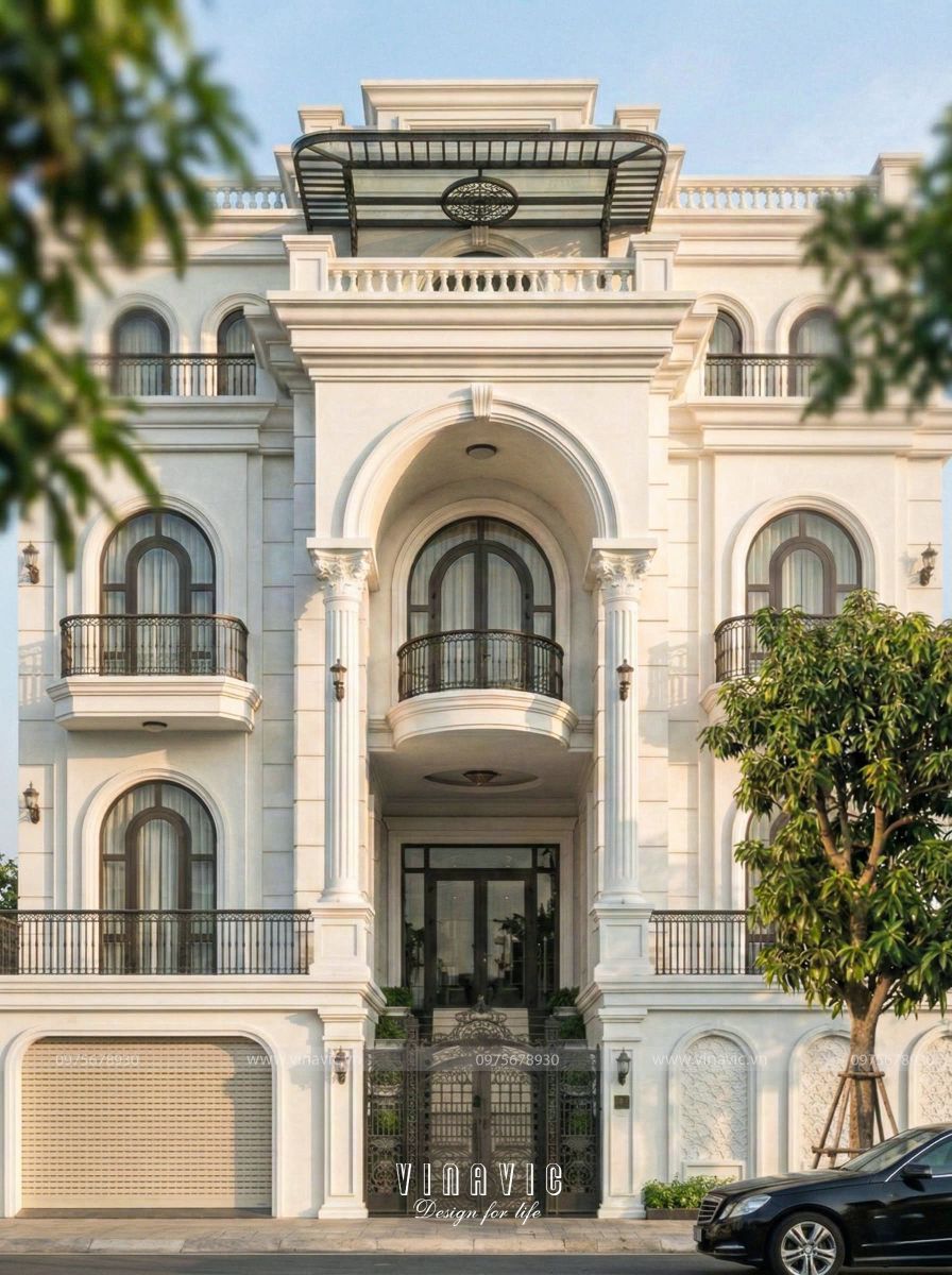 Những lưu ý khi thiết kế biệt thự tân cổ điển 1 trệt 3 tầng