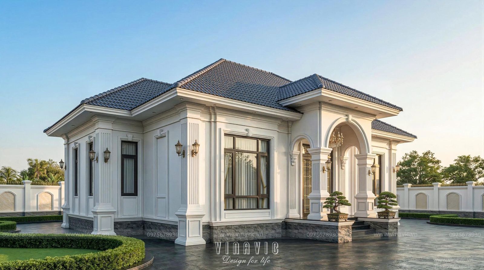 Công năng mẫu biệt thự 1 tầng tân cổ điển BT2461