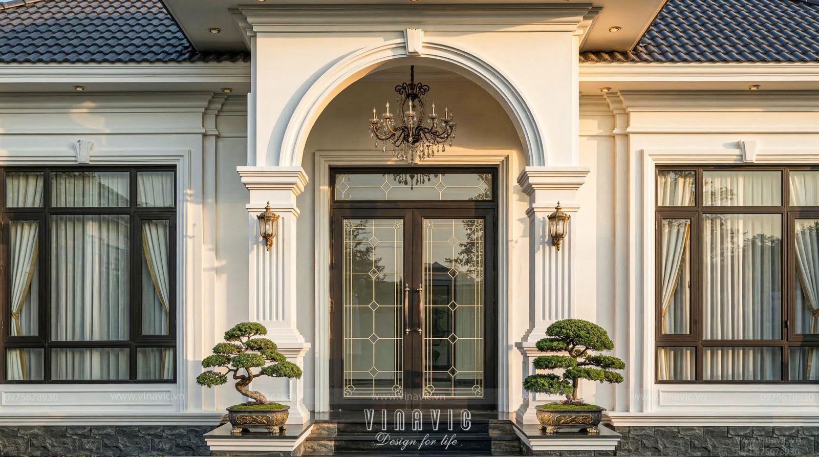 Dấu ấn kiến trúc nổi bật của mẫu biệt thự 1 tầng tân cổ điển 14x9m