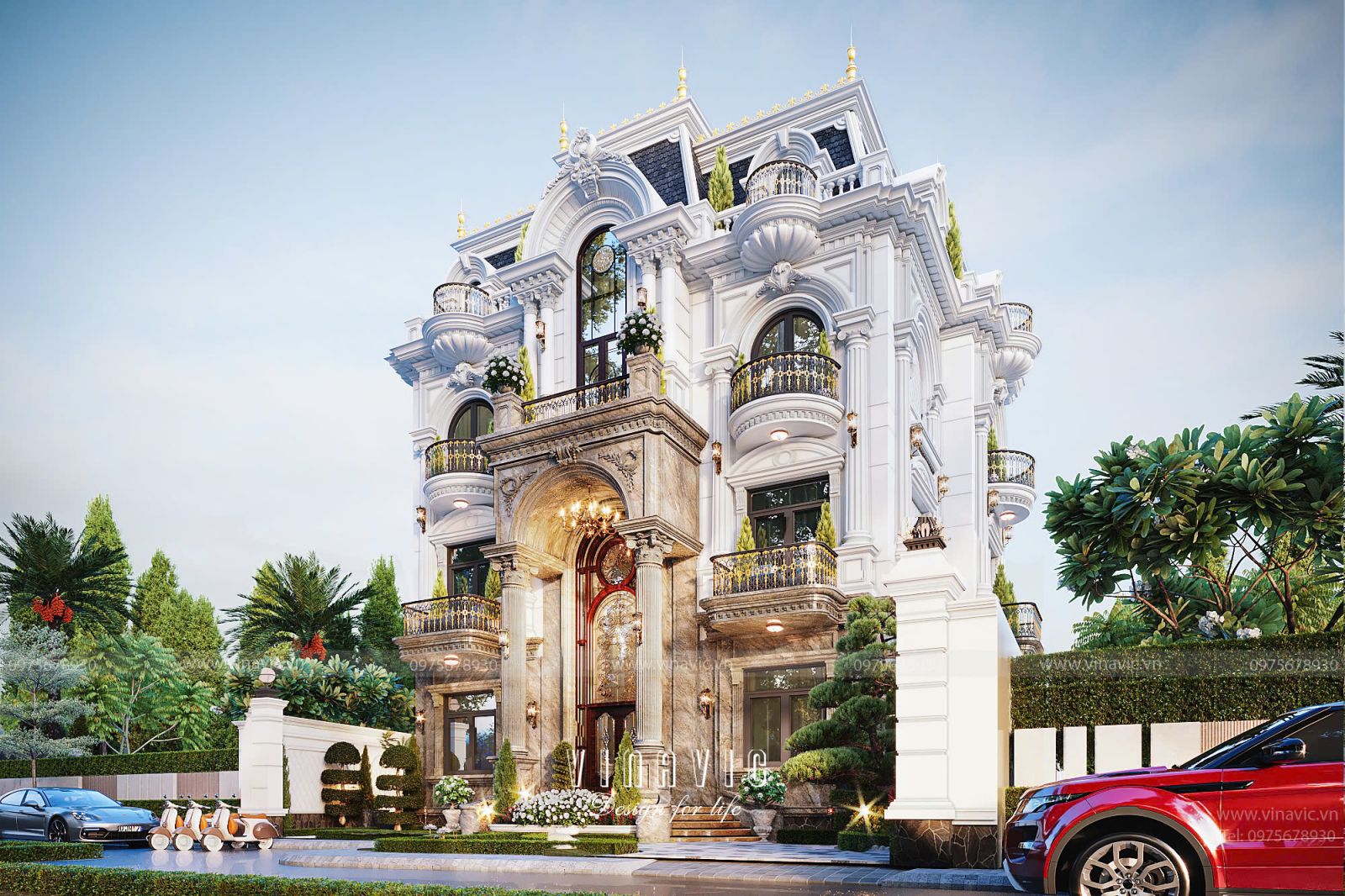 Chi tiết kiến trúc Tân Cổ Điển đối xứng và đẳng cấp