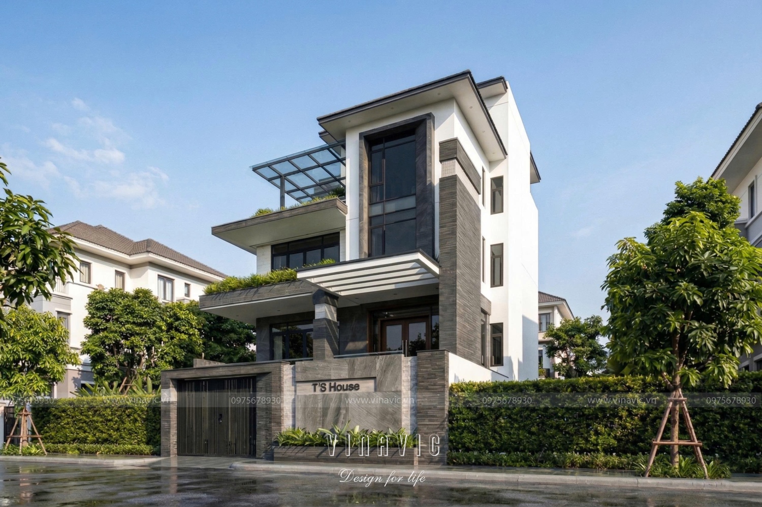 Thiết kế biệt thự đẹp hiện đại​ 150m2 4 tầng 1 tum T'S Villa BT2465