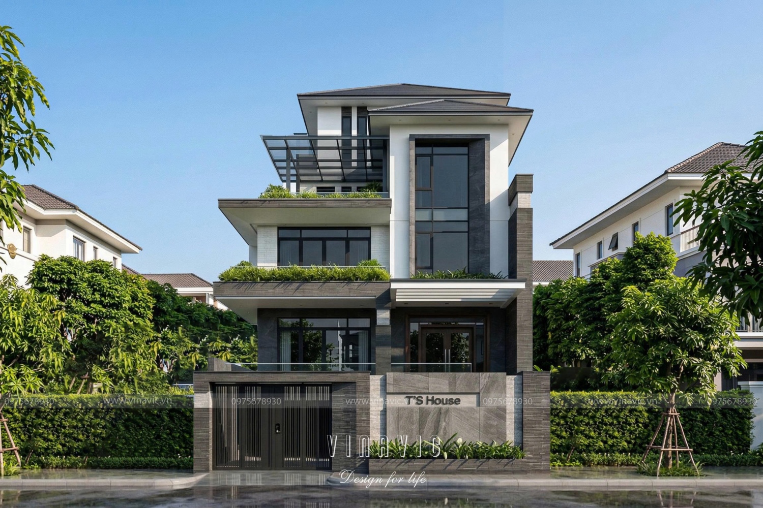 Thiết kế biệt thự đẹp hiện đại​ 150m2 4 tầng 1 tum T'S Villa BT2465