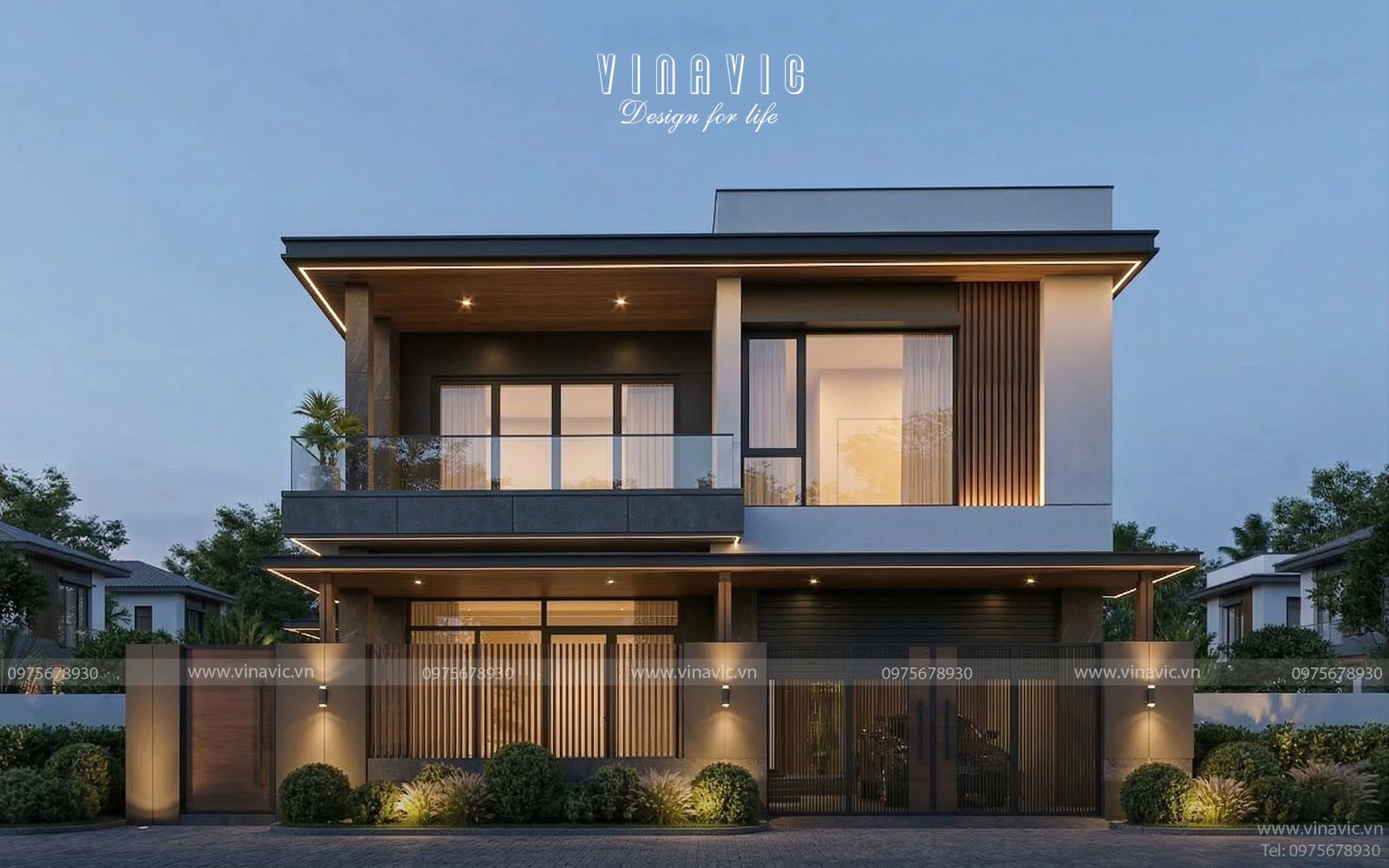 Mẫu nhà phố 2 tầng đẹp hiện đại mặt tiền 8m x 8m NP2366