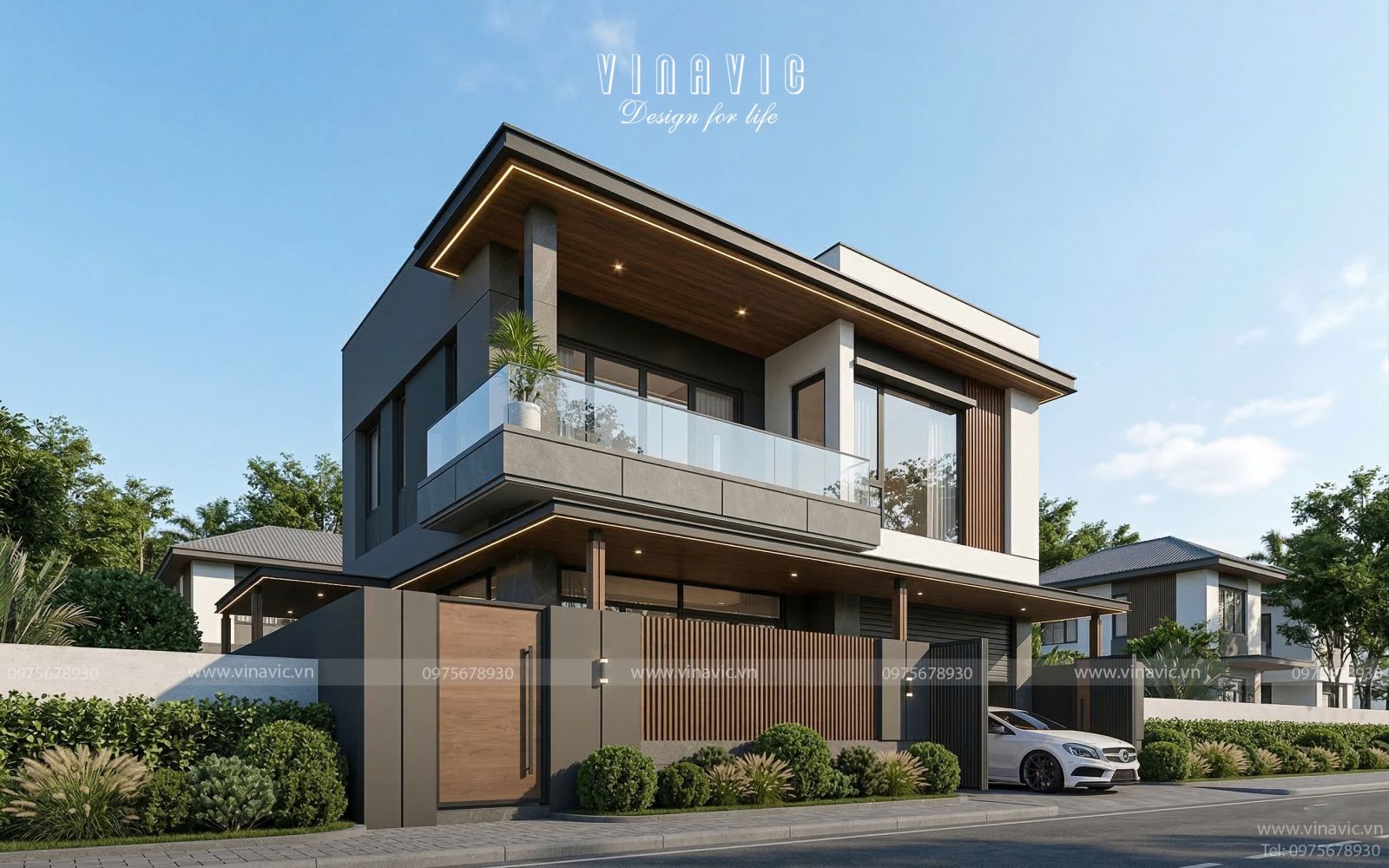 Ý tưởng thiết kế mặt tiền nhà phố 8m 2 tầng 8m x 8m NP2366