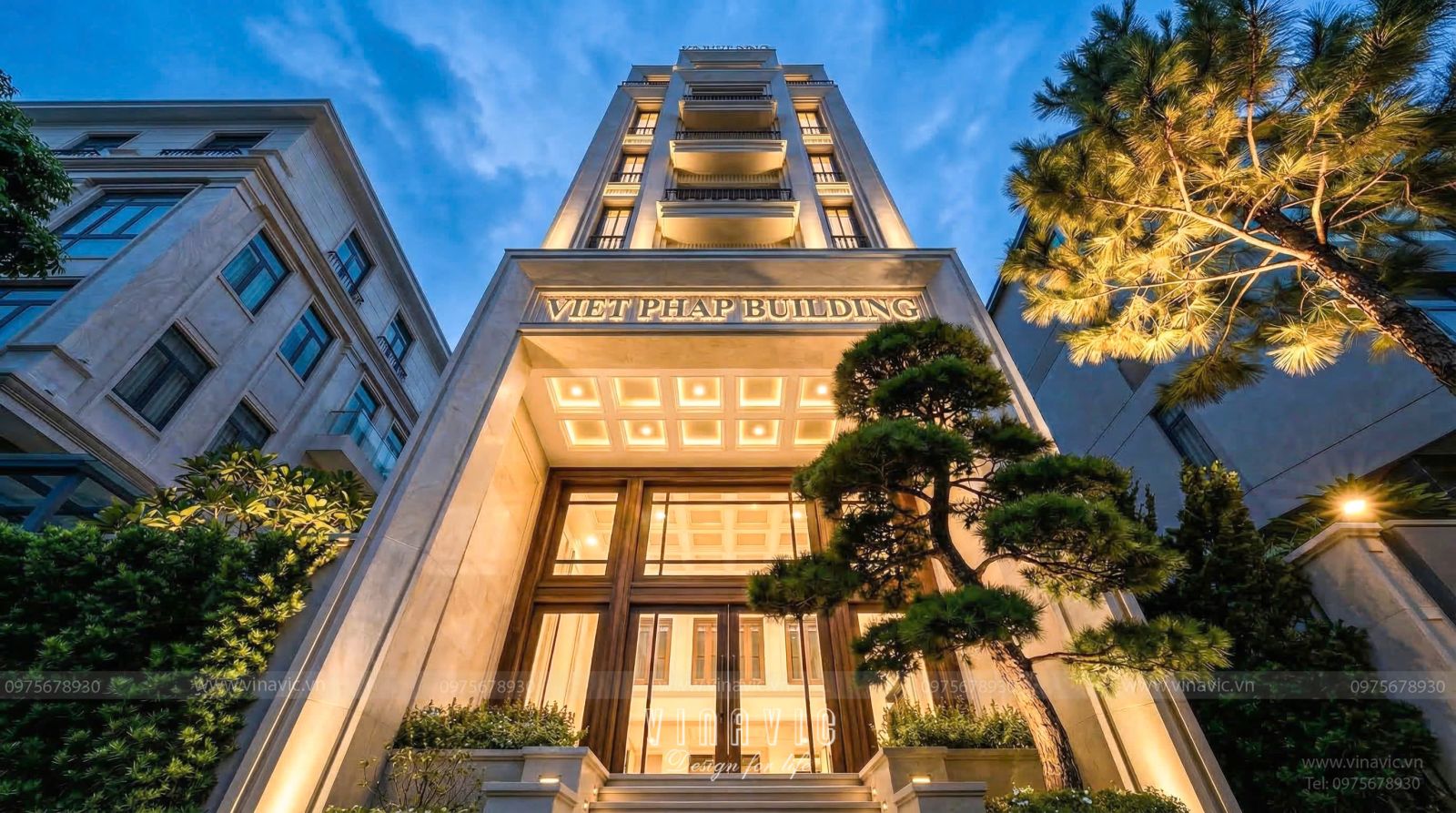 Mẫu thiết kế tòa nhà văn phòng & nhà ở hiện đại 6 tầng 1 tum 6x23m NP2367