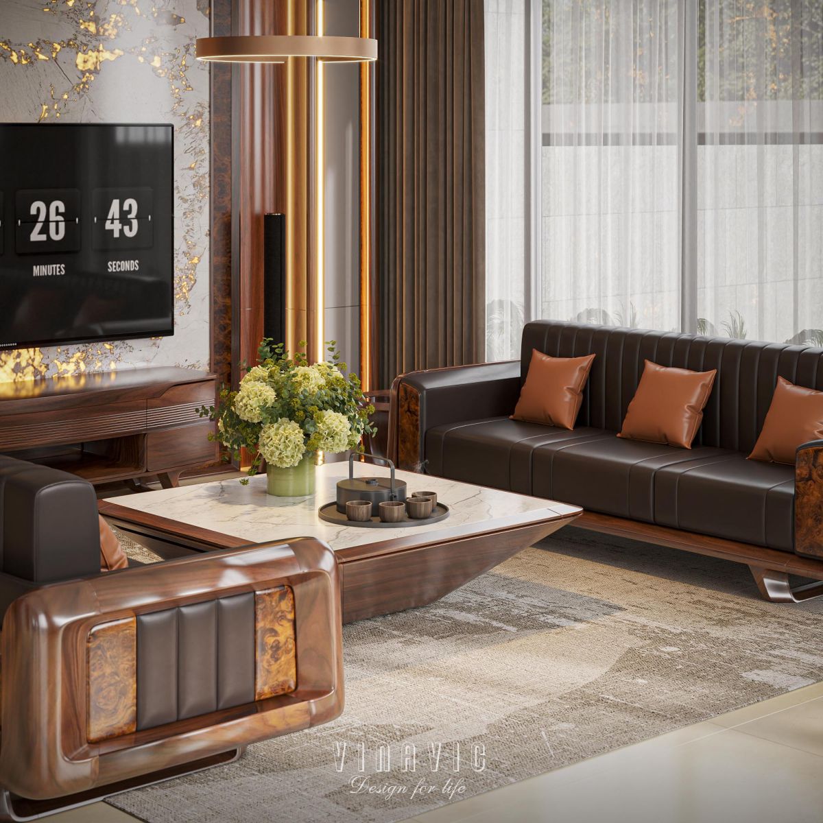 Nội thất hiện đại biệt thự 2 tầng 9x16m (CĐT Mrs Tình - Phú Thọ) NT2363