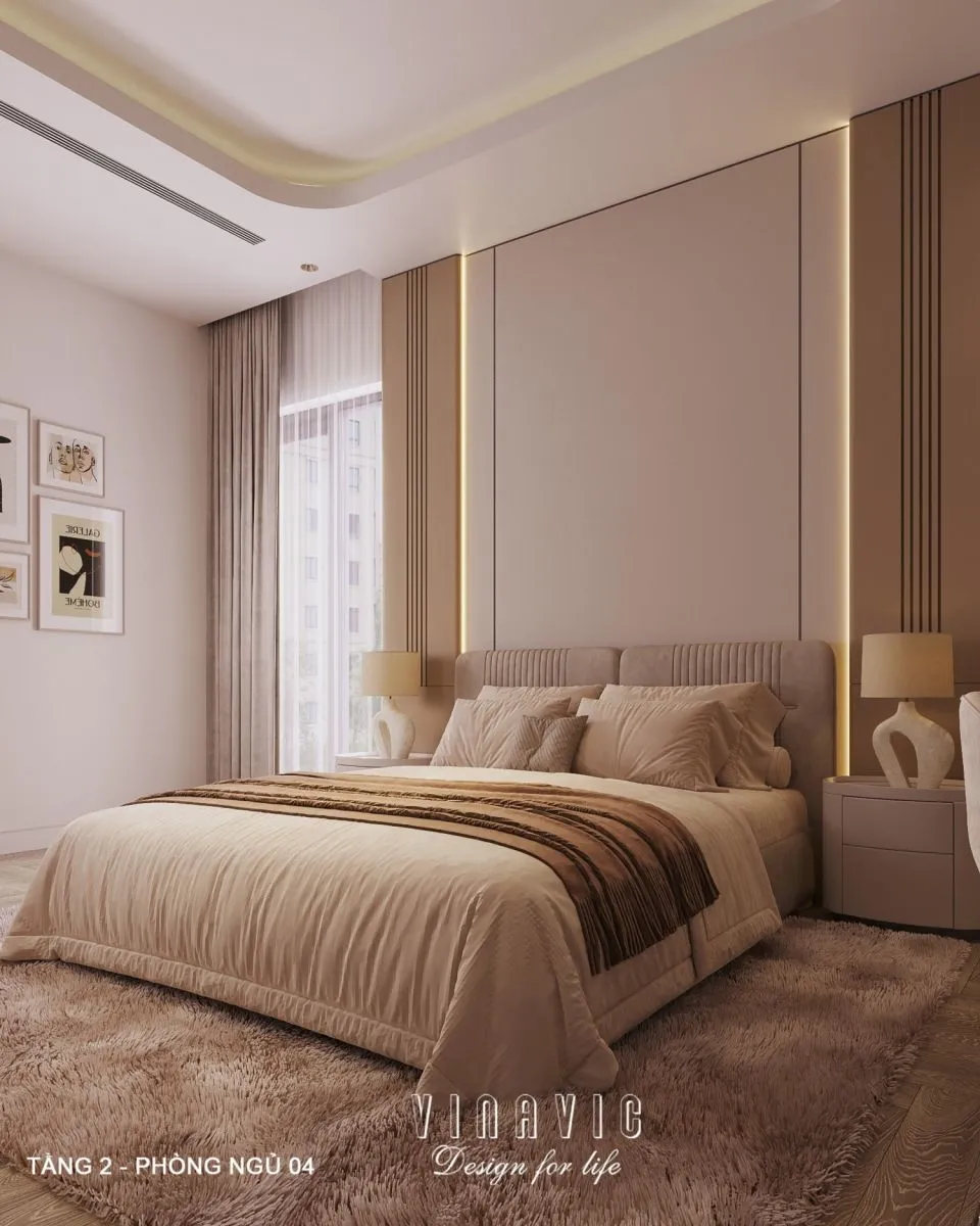 Mẫu phòng ngủ mệnh Kim sang trọng với vật liệu kim loại