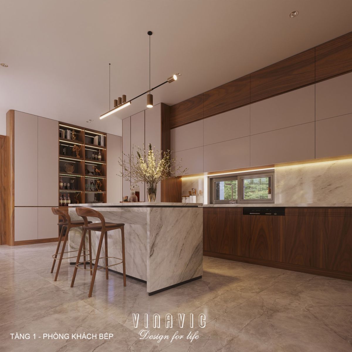 Thiết kế nội thất hiện đại biệt thự 2 tầng 14x16m (CĐT Mr Nhớ - Nghệ An) NT2364