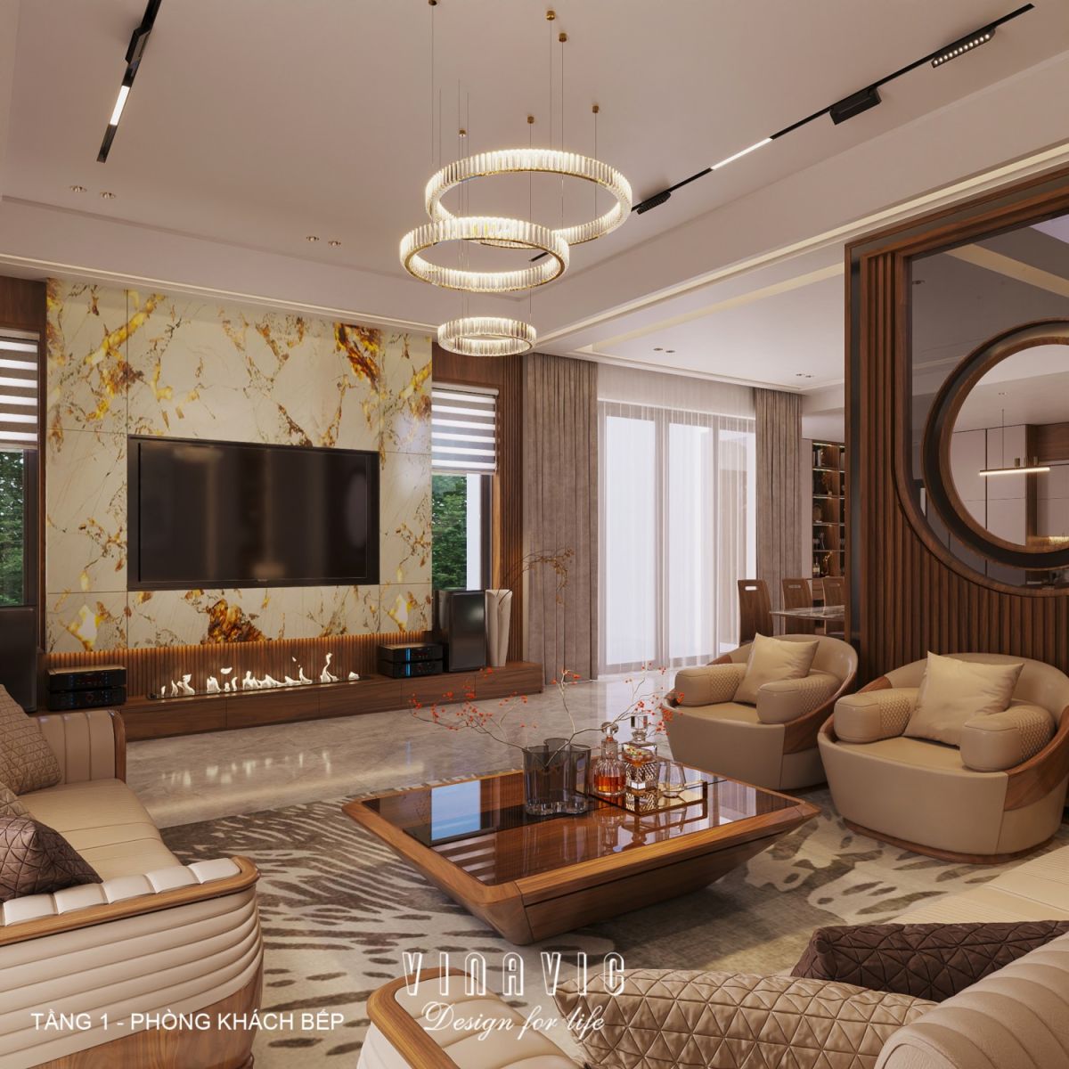 Thiết kế nội thất hiện đại biệt thự 2 tầng 14x16m (CĐT Mr Nhớ - Nghệ An) NT2364