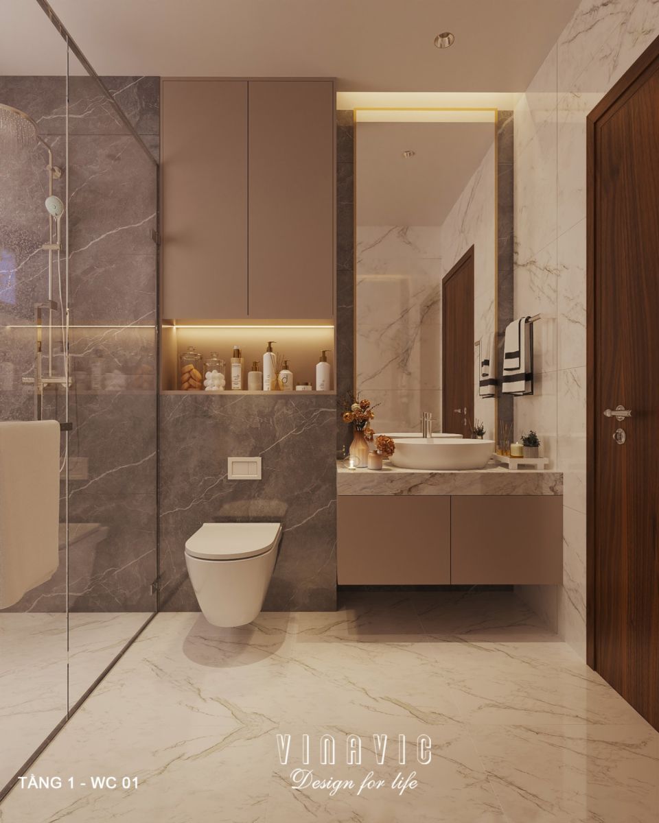 Thiết kế nội thất hiện đại biệt thự 2 tầng 14x16m (CĐT Mr Nhớ - Nghệ An) NT2364