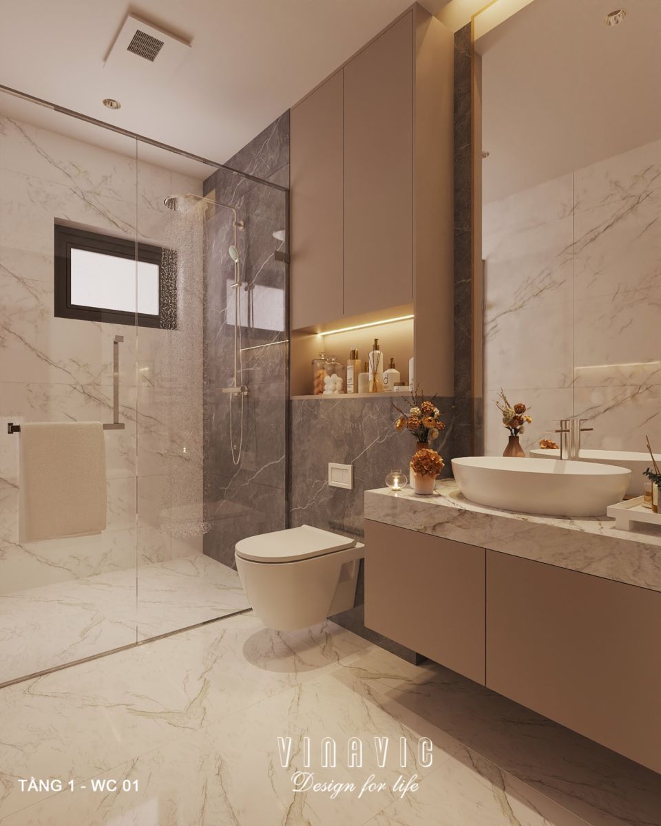 Thiết kế nội thất hiện đại biệt thự 2 tầng 14x16m (CĐT Mr Nhớ - Nghệ An) NT2364