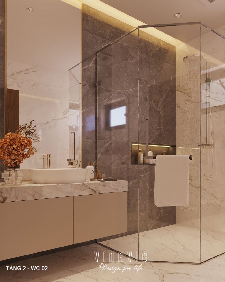 Thiết kế nội thất hiện đại biệt thự 2 tầng 14x16m (CĐT Mr Nhớ - Nghệ An) NT2364