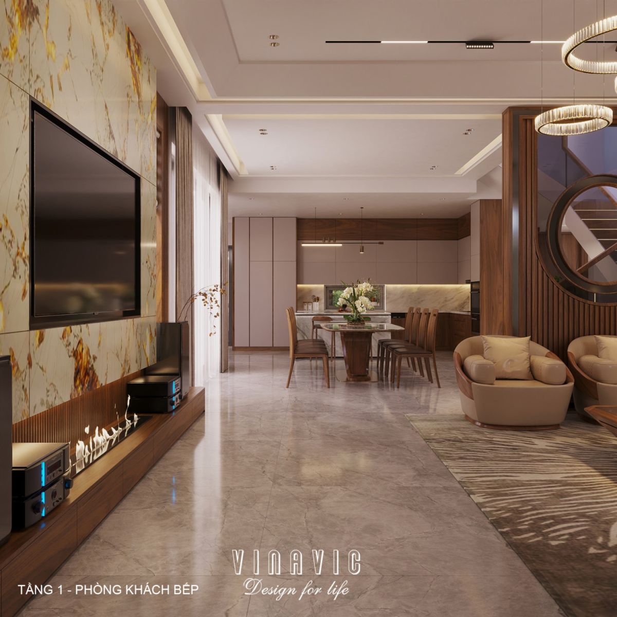 Thiết kế nội thất hiện đại biệt thự 2 tầng 14x16m (CĐT Mr Nhớ - Nghệ An) NT2364