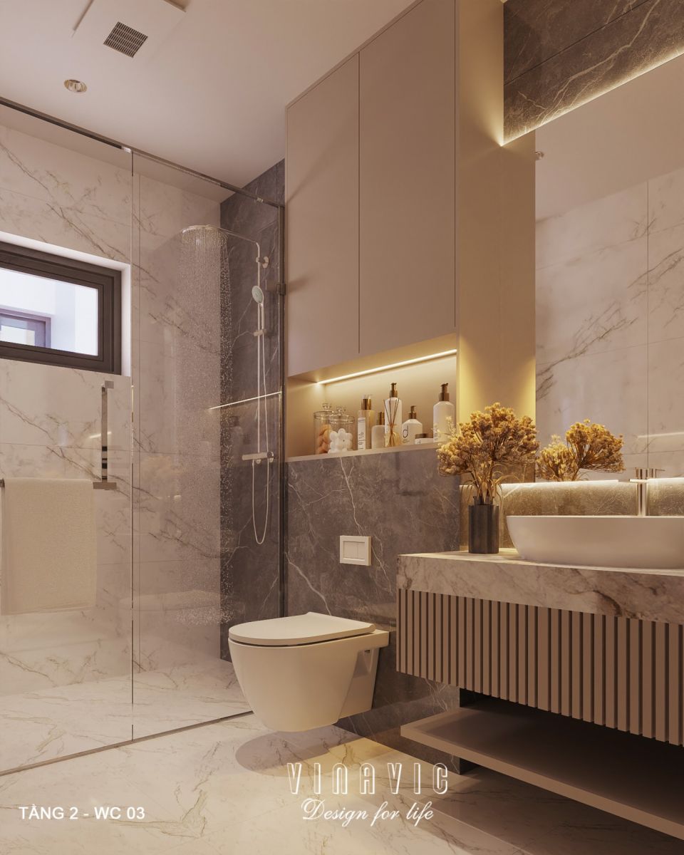 Thiết kế nội thất hiện đại biệt thự 2 tầng 14x16m (CĐT Mr Nhớ - Nghệ An) NT2364