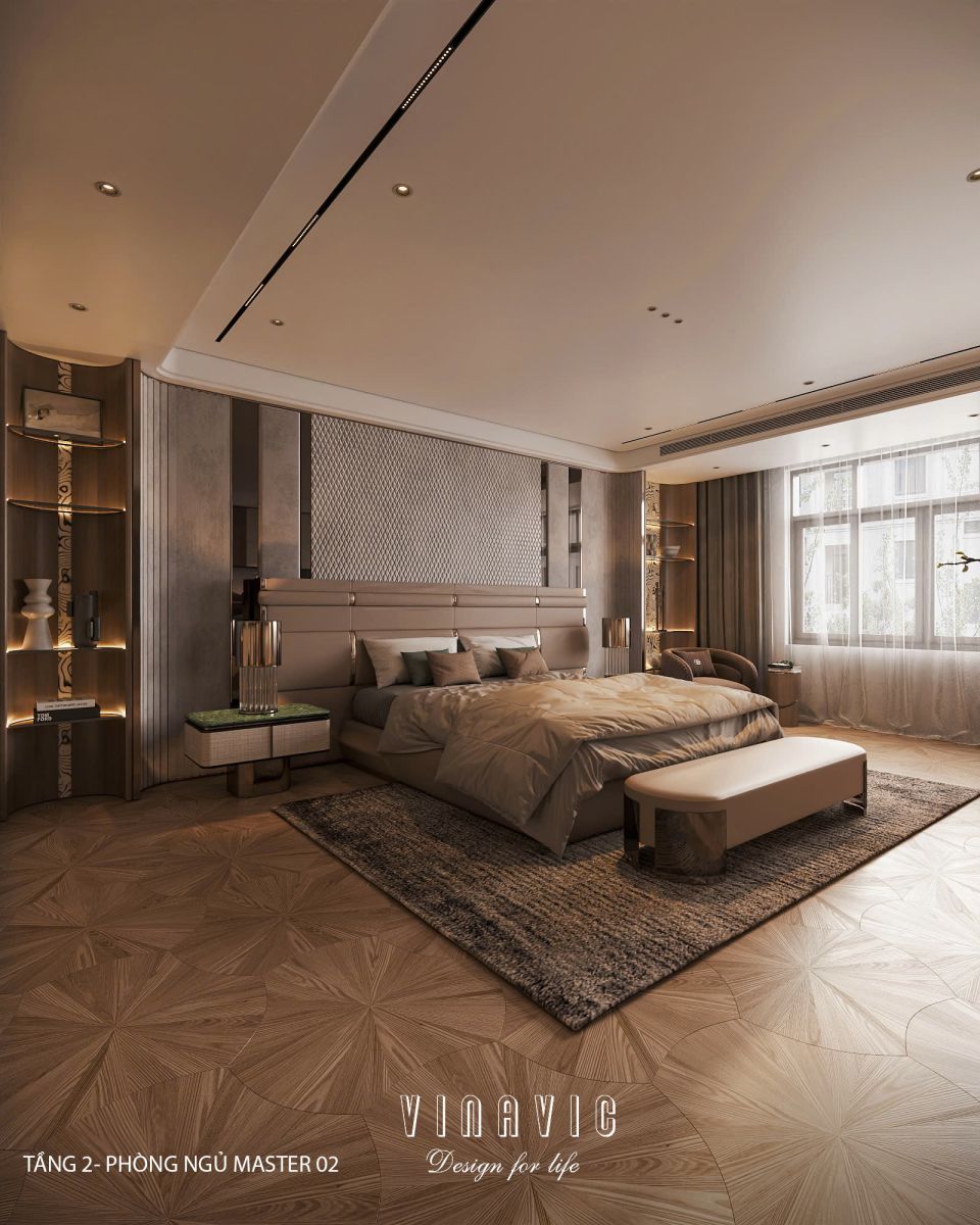 Phối cảnh phòng ngủ master biệt thự nhà phố chị Vân - An Giang NT2365
