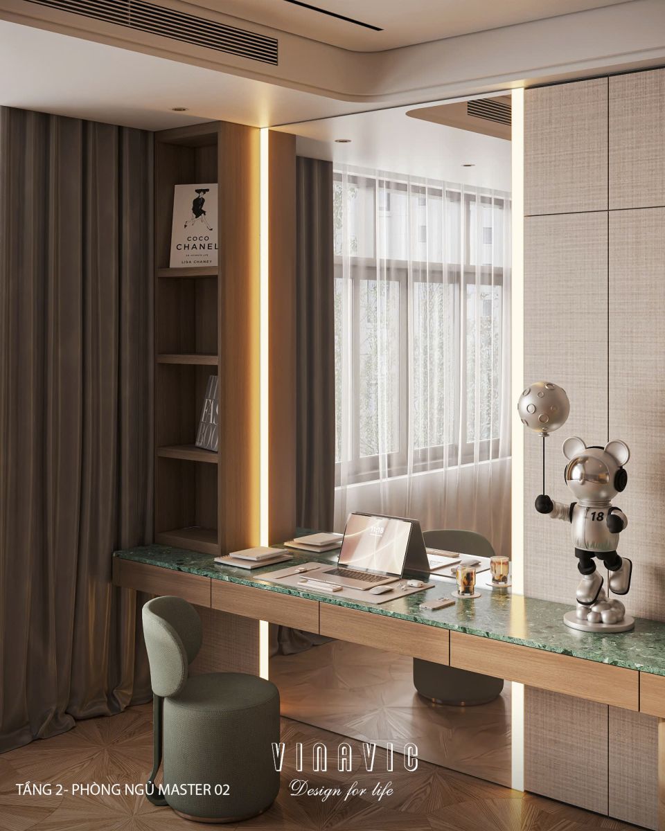 Phối cảnh phòng ngủ master biệt thự nhà phố chị Vân - An Giang NT2365