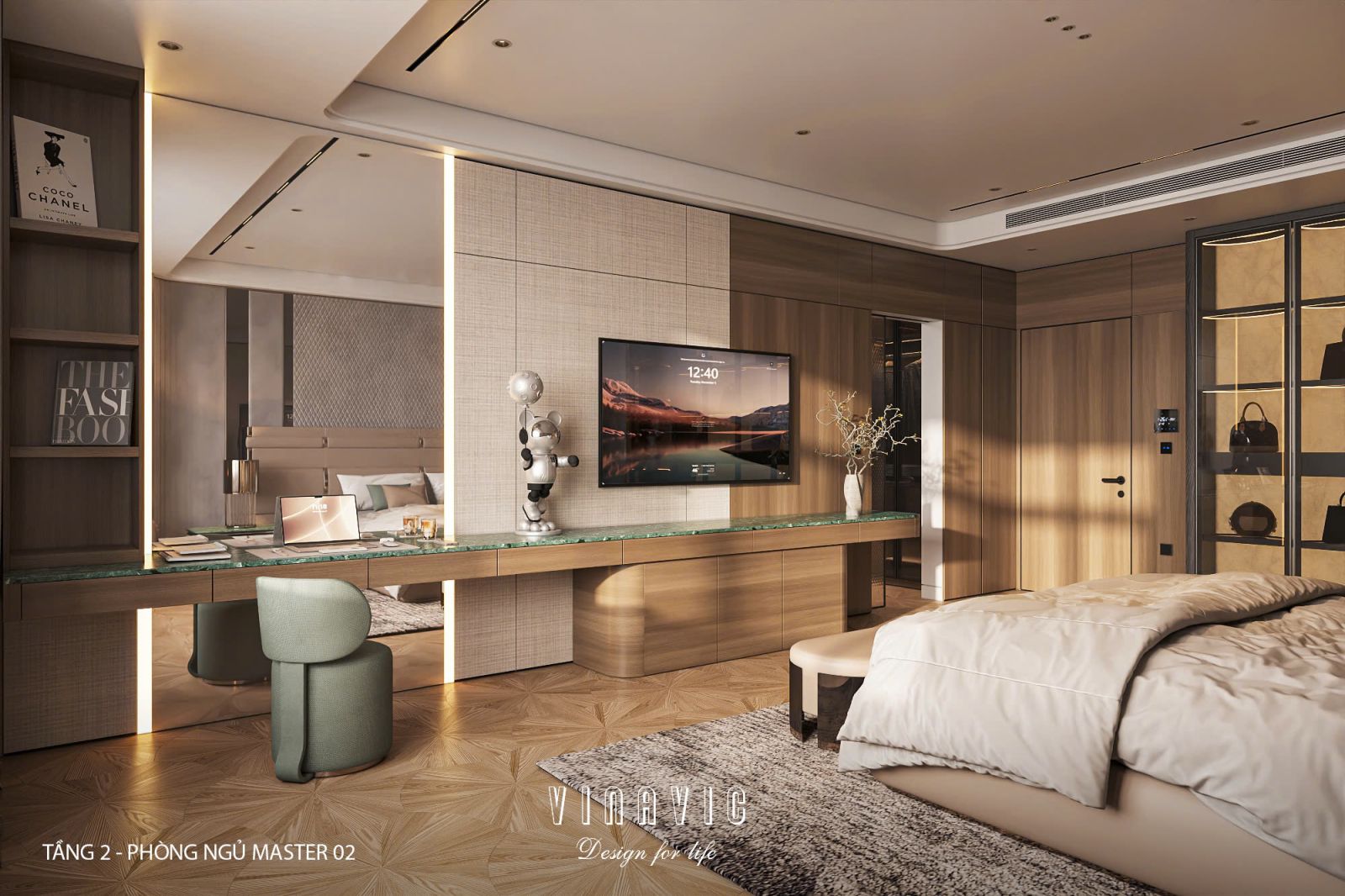 Phối cảnh phòng ngủ master biệt thự nhà phố chị Vân - An Giang NT2365