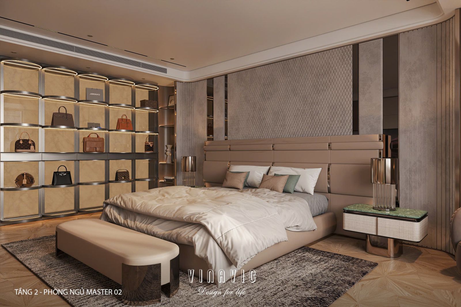 Phối cảnh phòng ngủ master biệt thự nhà phố chị Vân - An Giang NT2365