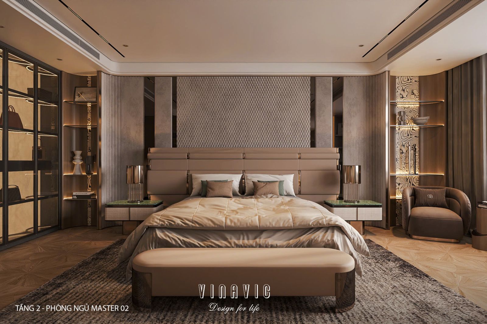 Phối cảnh phòng ngủ master biệt thự nhà phố chị Vân - An Giang NT2365