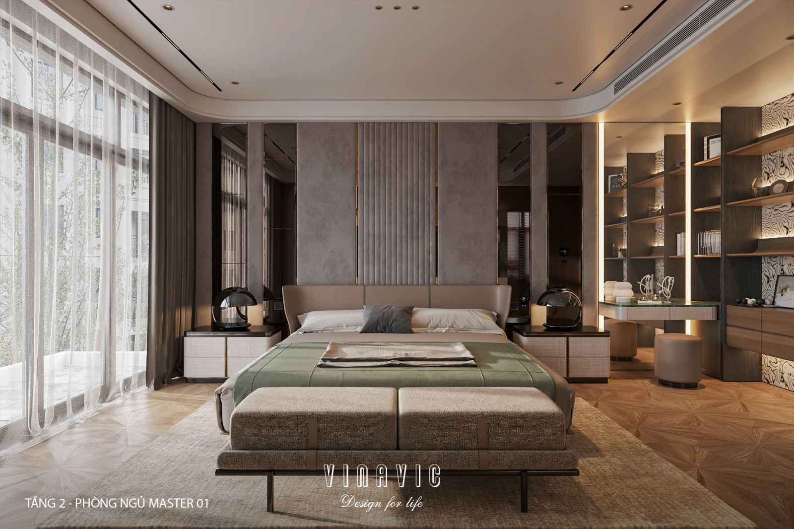 Phối cảnh phòng ngủ master biệt thự nhà phố chị Vân - An Giang NT2365