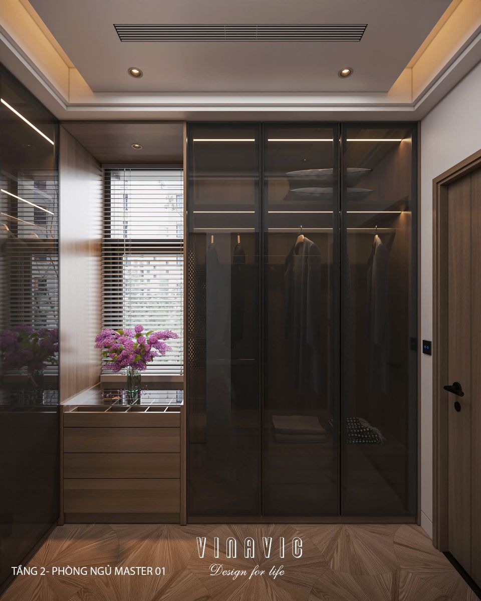 Phối cảnh phòng ngủ master biệt thự nhà phố chị Vân - An Giang NT2365