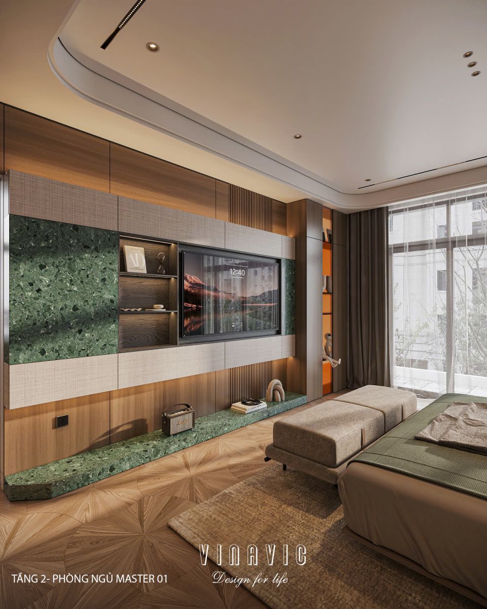 Phối cảnh phòng ngủ master biệt thự nhà phố chị Vân - An Giang NT2365