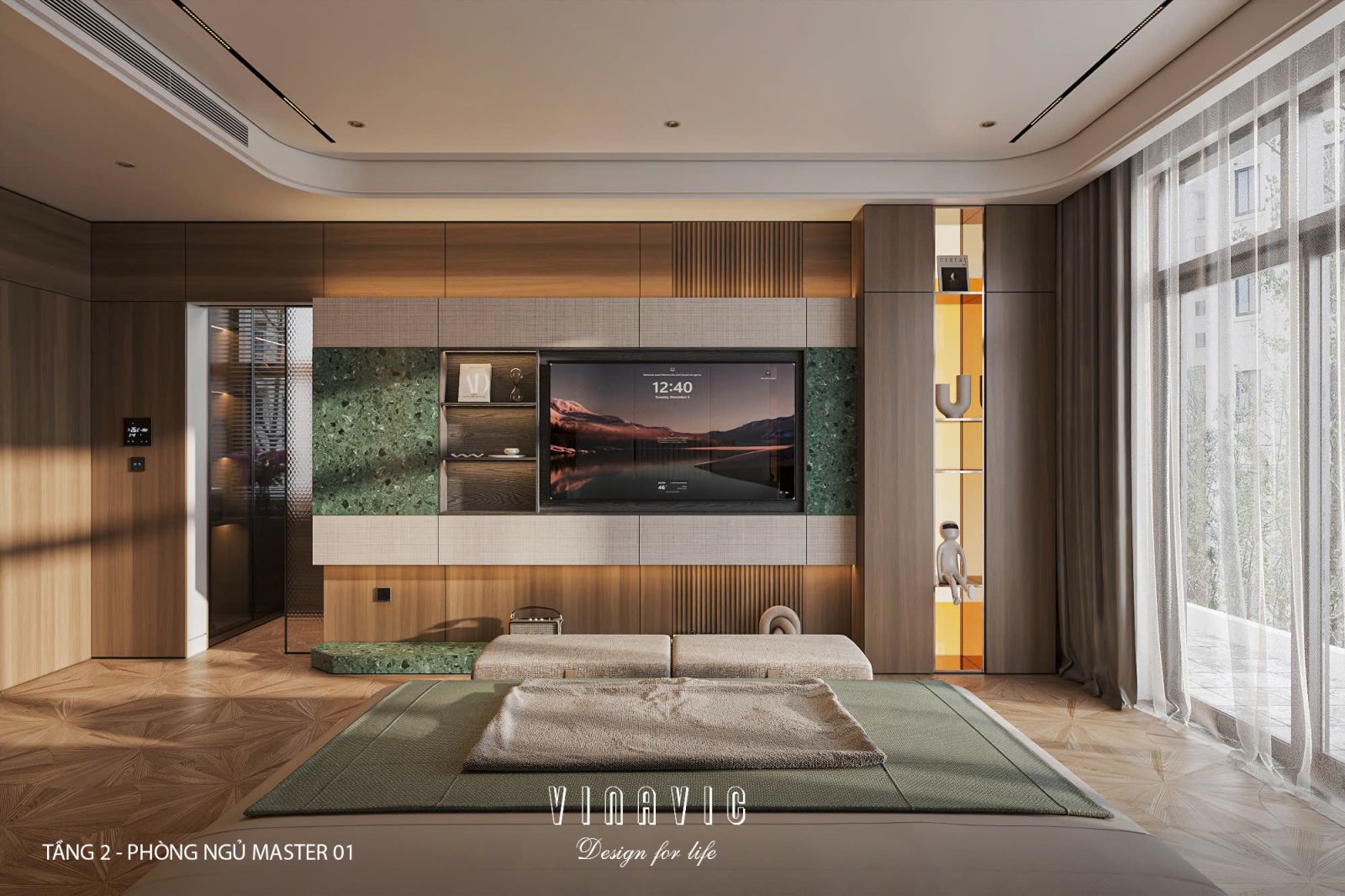 Phối cảnh phòng ngủ master biệt thự nhà phố chị Vân - An Giang NT2365