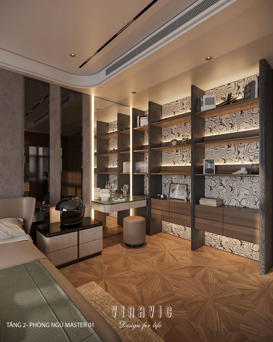 Phối cảnh phòng ngủ master biệt thự nhà phố chị Vân - An Giang NT2365