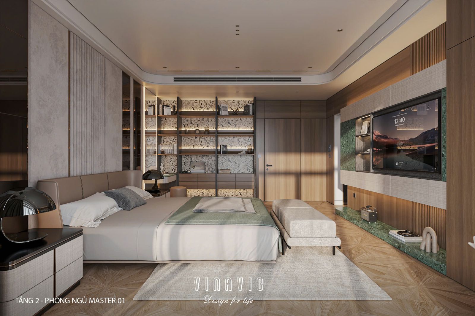 Phối cảnh phòng ngủ master biệt thự nhà phố chị Vân - An Giang NT2365