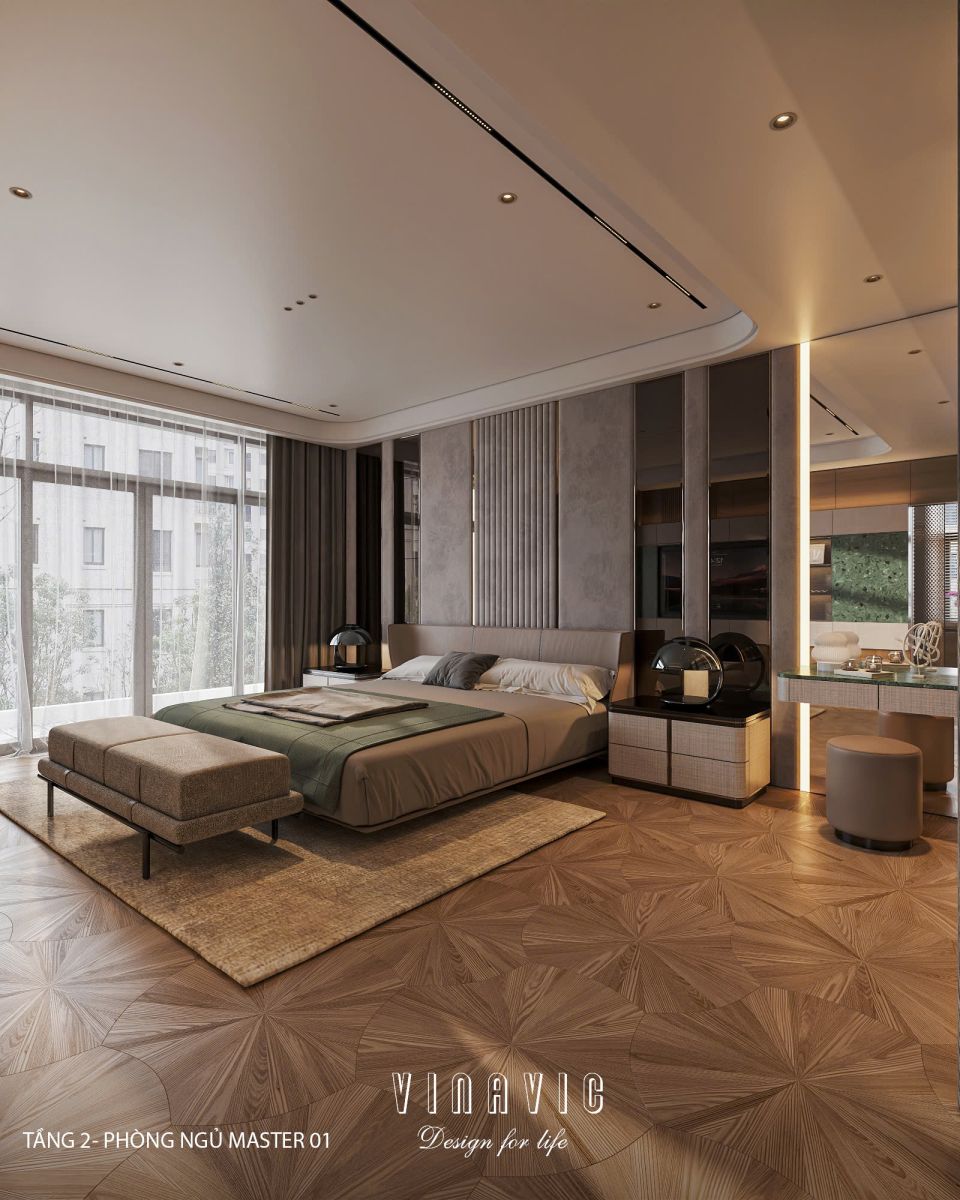 Phối cảnh phòng ngủ master biệt thự nhà phố chị Vân - An Giang NT2365