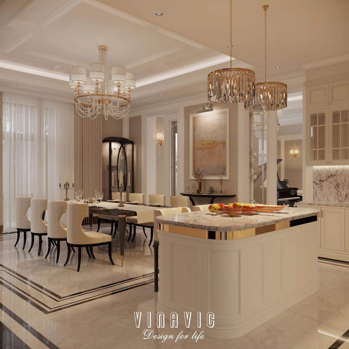 Nội thất tân cổ điển biệt thự 2 tầng 17mx10m (Mrs Thủy - Bắc Ninh) NT2366