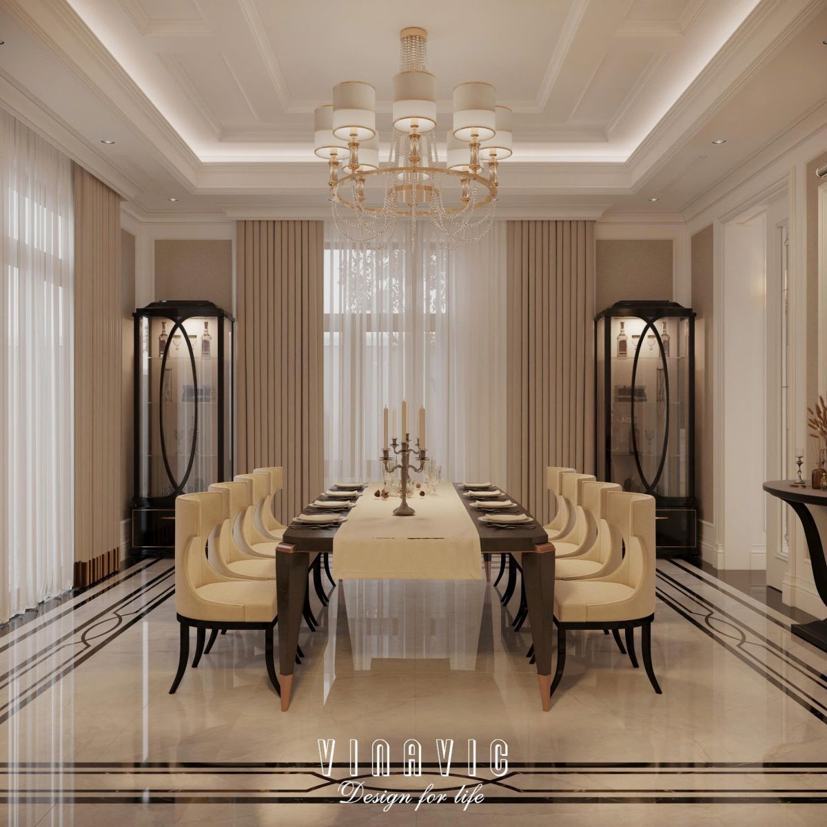 Nội thất tân cổ điển biệt thự 2 tầng 17mx10m (Mrs Thủy - Bắc Ninh) NT2366