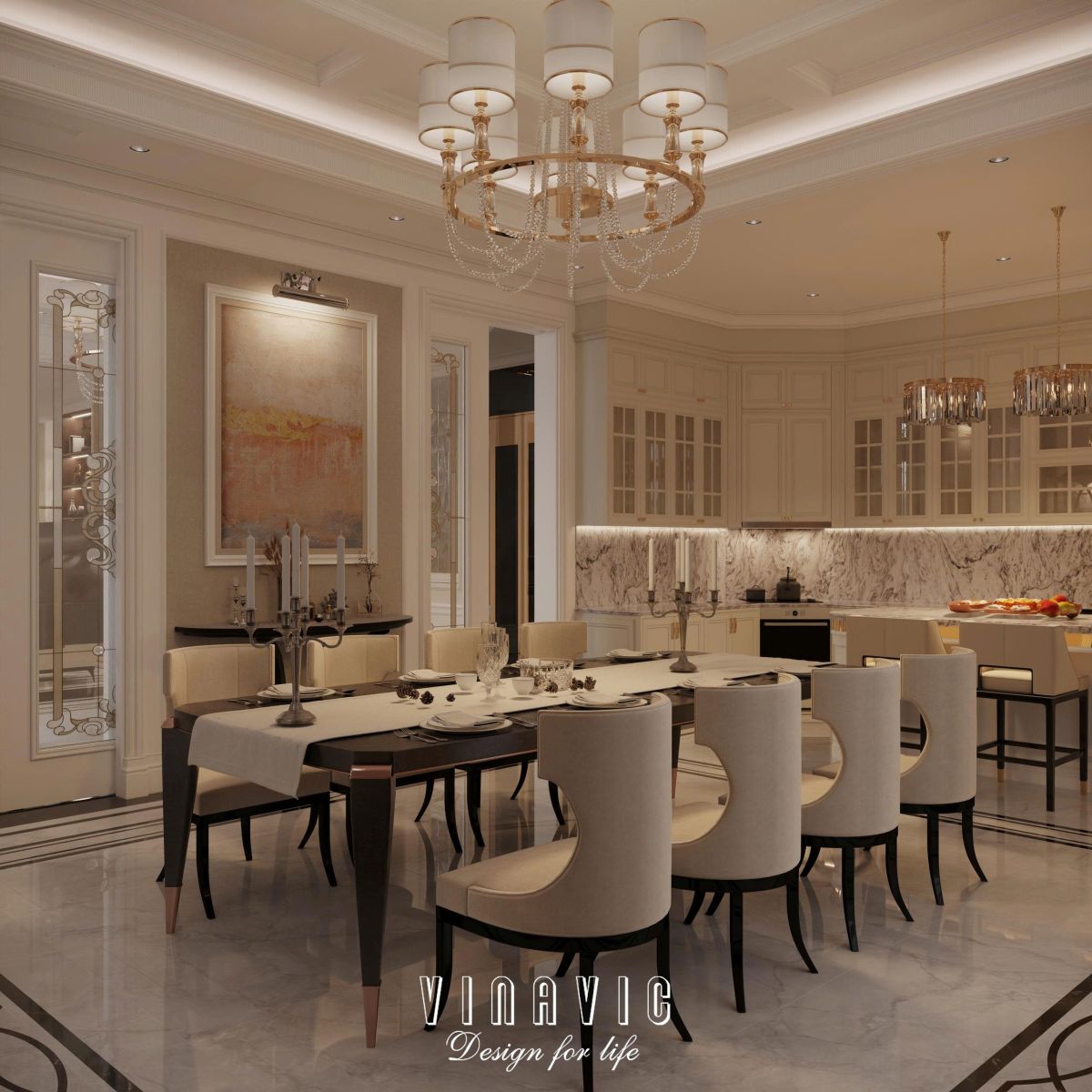 Nội thất tân cổ điển biệt thự 2 tầng 17mx10m (Mrs Thủy - Bắc Ninh) NT2366