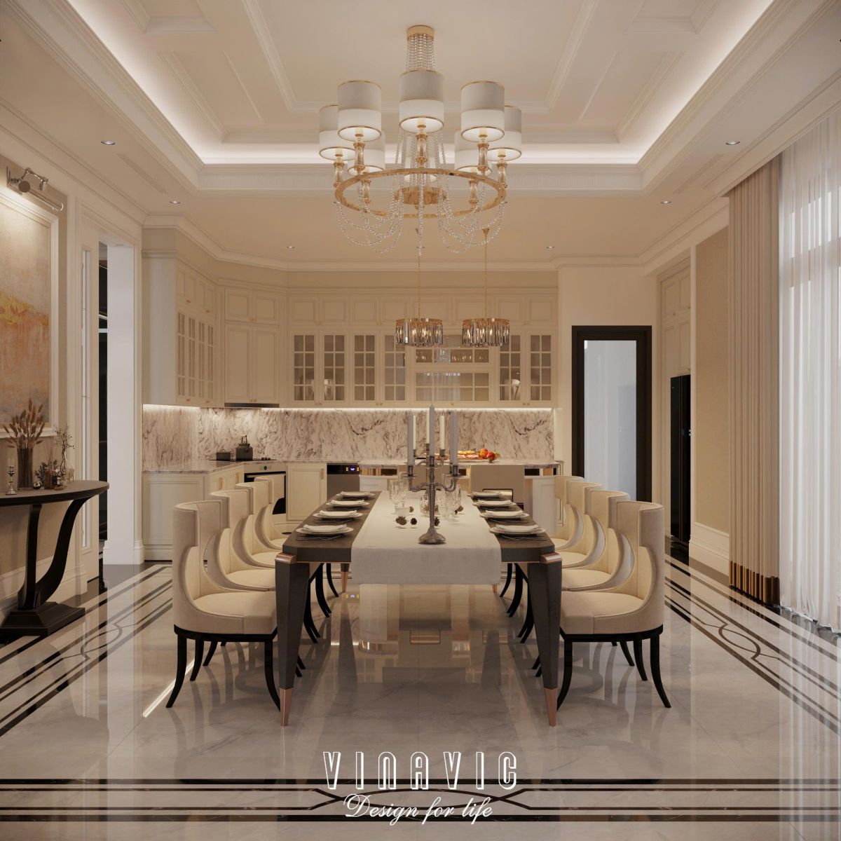 Nội thất tân cổ điển biệt thự 2 tầng 17mx10m (Mrs Thủy - Bắc Ninh) NT2366