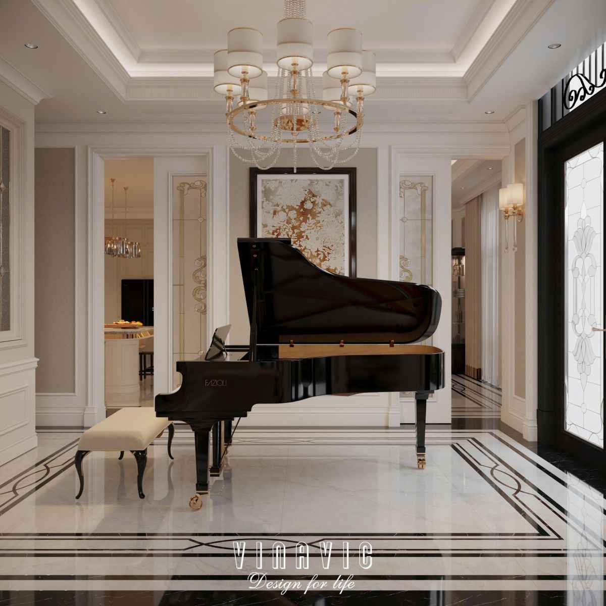 Nội thất tân cổ điển biệt thự 2 tầng 17mx10m (Mrs Thủy - Bắc Ninh) NT2366