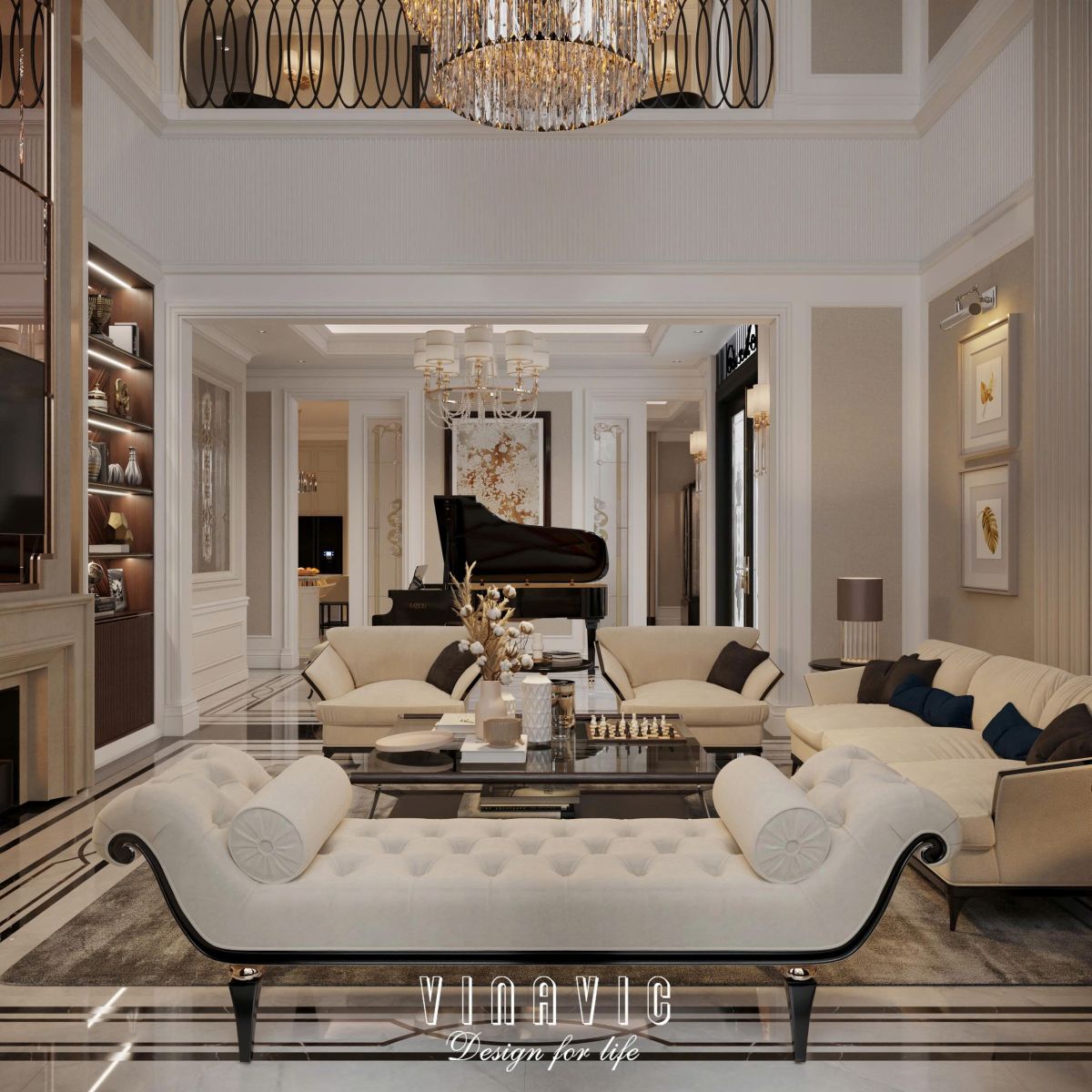 Nội thất tân cổ điển biệt thự 2 tầng 17mx10m (Mrs Thủy - Bắc Ninh) NT2366