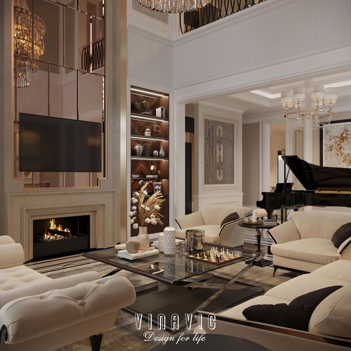 Nội thất tân cổ điển biệt thự 2 tầng 17mx10m (Mrs Thủy - Bắc Ninh) NT2366