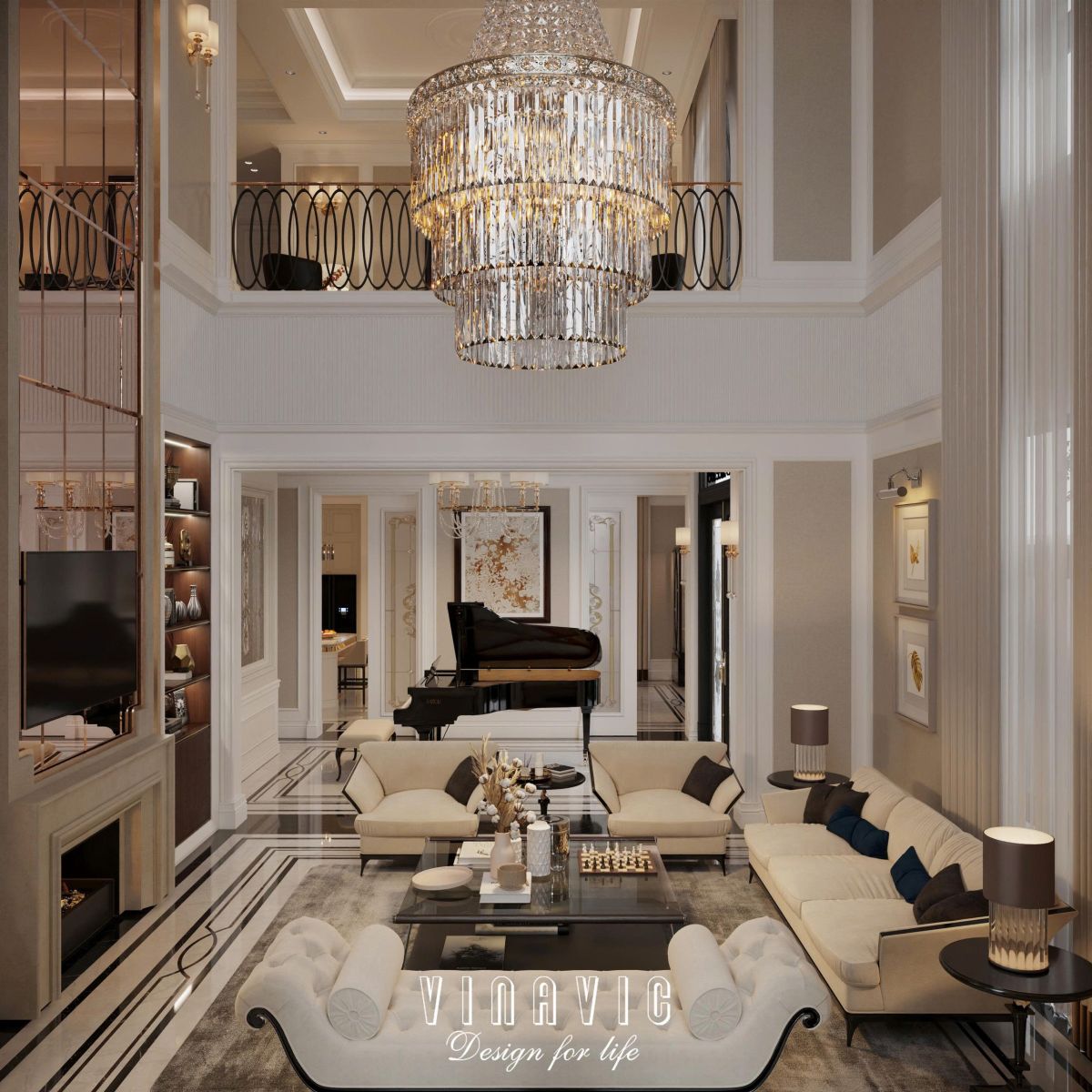 Nội thất tân cổ điển biệt thự 2 tầng 17mx10m (Mrs Thủy - Bắc Ninh) NT2366