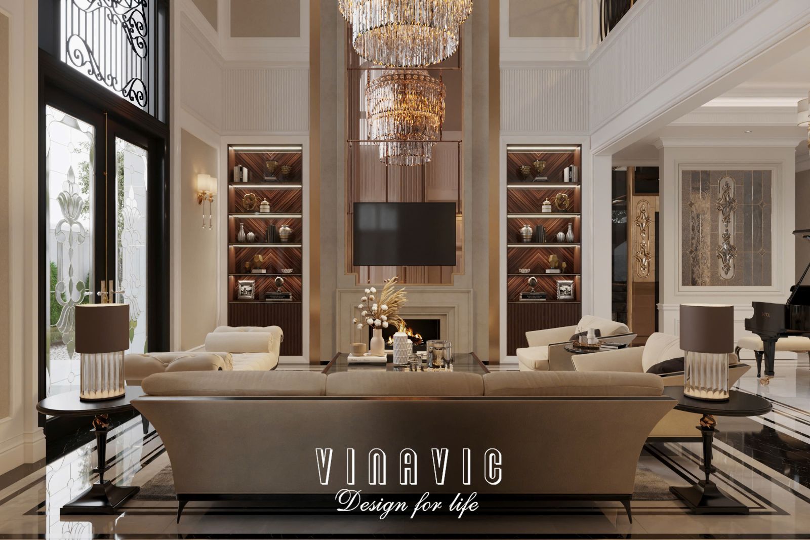 Nội thất tân cổ điển biệt thự 2 tầng 17mx10m (Mrs Thủy - Bắc Ninh) NT2366