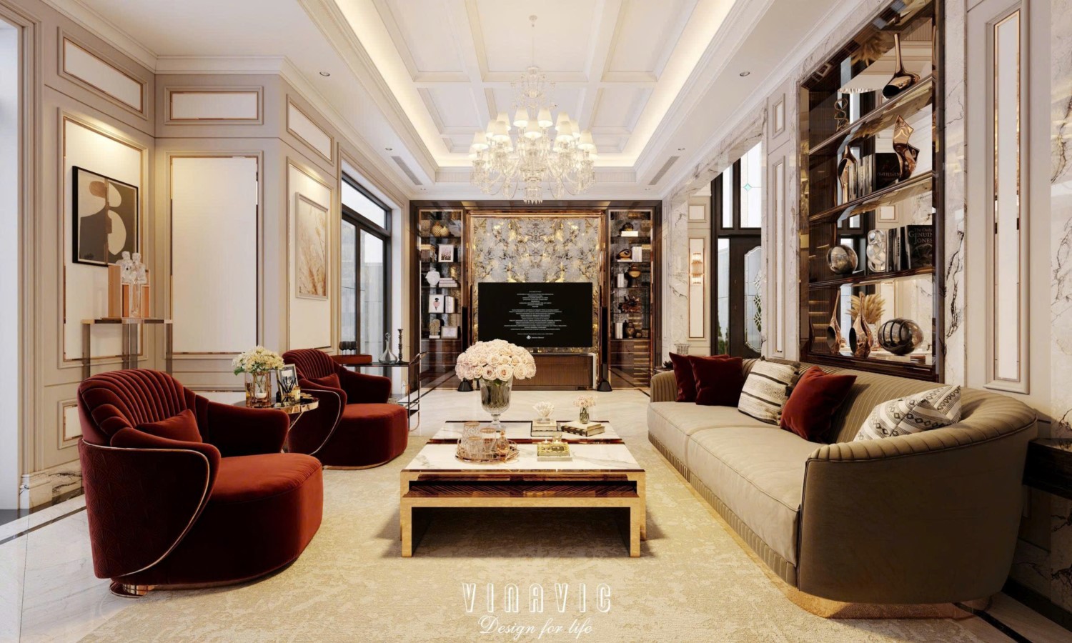 Nội thất biệt thự sang trọng tân cổ điển 4 tầng nhà Mr Nam Hà Nội NT2367