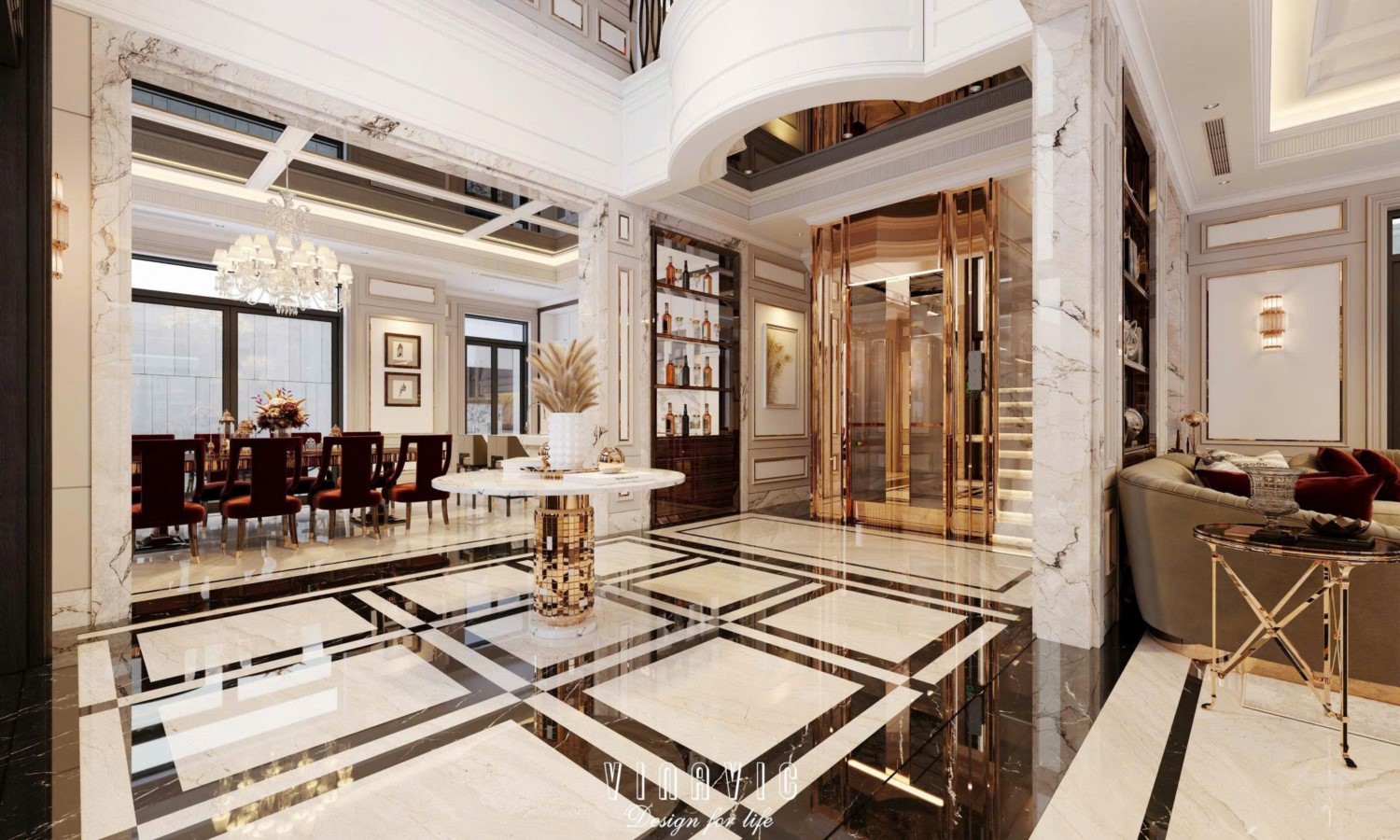 Nội thất biệt thự sang trọng tân cổ điển 4 tầng nhà Mr Nam Hà Nội NT2367